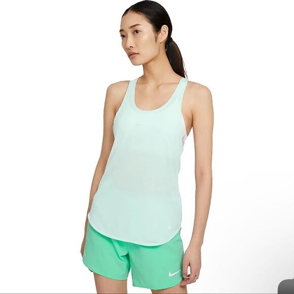 NIKE Dri Fit Breathe Running Tank Top Shirt Mint Green CZ9608-394 Women’s Large - Picture 1 of 9